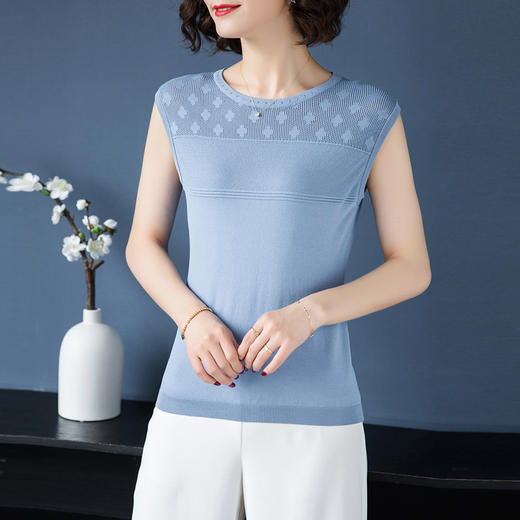 WZNH-YZX2886新款百搭短款纯色针织背心无袖t恤打底内搭必备 商品图1