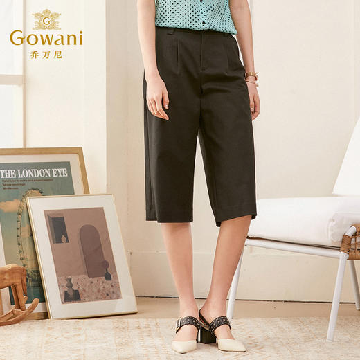 乔万尼新款夏季休闲裤女宽松直筒裤时尚七分阔腿裤ES2F162 商品图2