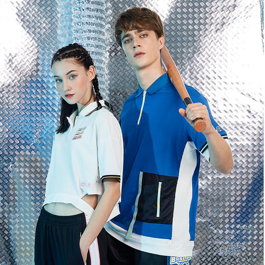 卡尔美夏季新款创意性感露腰POLO衫女休闲短袖高腰T恤 商品图4