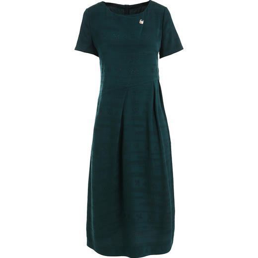 乔万尼夏季桑蚕丝纯色真丝连衣裙女修身简约气质中长款a字裙ES2E190 商品图3