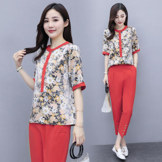 WZNH-WM20569创意款OL气质女装棉麻时尚休闲套装 商品图1