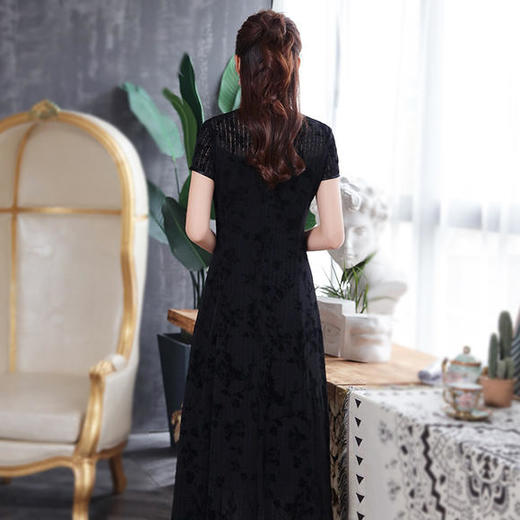 XGT-Q2038新款纯色古典中国风改良弹力提花旗袍裙 商品图2