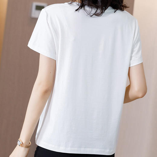 WZNH-WX80359爆款夏季OL气质桑蚕丝套头圆领宽松型女式T恤 商品图4