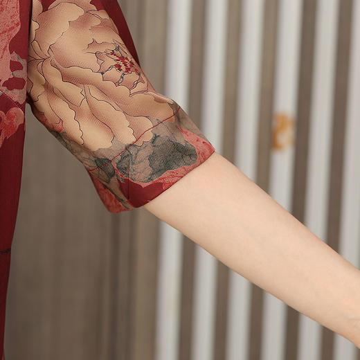 MQ-LM8268夏季新款复古民族风中袖仿真丝T恤YY 商品图4