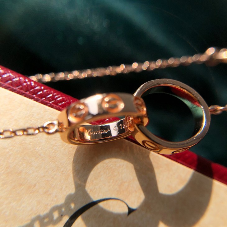 cartiernecklace断货王卡地亚cartier双环项链