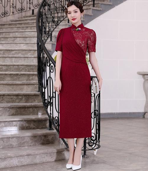 DLQ-A2485新款中国风高端优雅气质立领连衣裙 商品图0