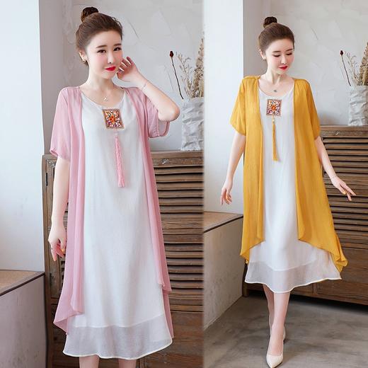 AHM-xmy6062新款棉麻中国风绣花中长款气质连衣裙 商品图3