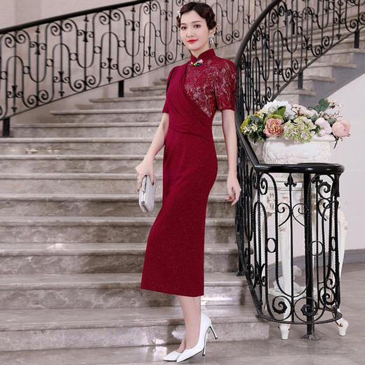DLQ-A2485新款中国风高端优雅气质立领连衣裙 商品图1