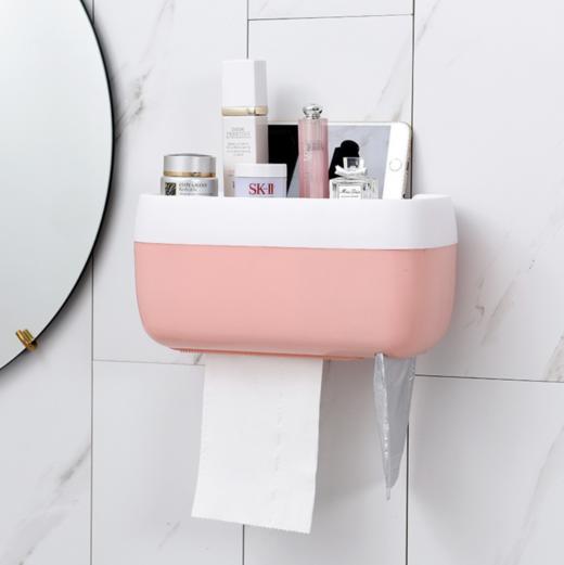 【家居日用】*无痕贴抽纸盒墙上壁挂式纸巾架创意简约塑料多功能厕所纸巾盒 商品图1