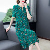 HT-8607新款夏季法式复古桑蚕丝印花中长款连衣裙 商品缩略图0
