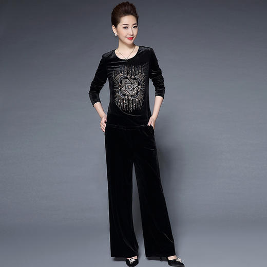 WZNH-HXGLR9806新款妈妈装时尚气质优雅纯色两件套 商品图3