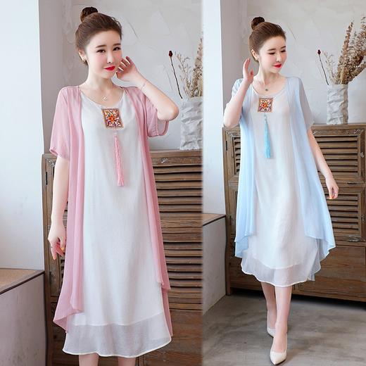AHM-xmy6062新款棉麻中国风绣花中长款气质连衣裙 商品图2