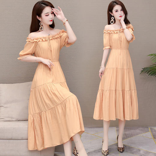 YWE  LRX-PL911一字肩阔太太气质时尚修身优雅连衣裙【优】 商品图0