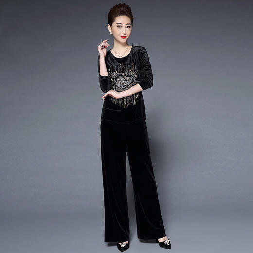 WZNH-HXGLR9806新款妈妈装时尚气质优雅纯色两件套 商品图2