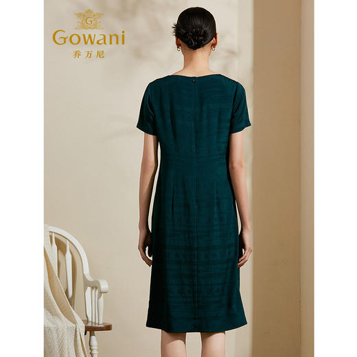 乔万尼夏季桑蚕丝纯色真丝连衣裙女修身简约气质中长款a字裙ES2E190 商品图2