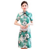 WZNH-HYYX5889夏新品时尚优雅盘扣印花收腰显瘦旗袍连衣裙 商品缩略图4
