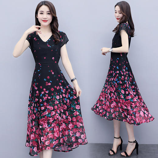 WZNH-SYG2013新款短袖中长款个性气质舒适连衣裙 商品图1