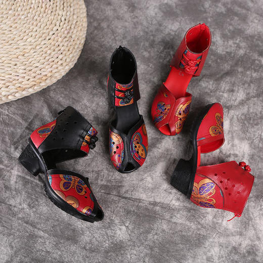 BFN-B6868新款民族风真皮鱼嘴罗马凉鞋 商品图4