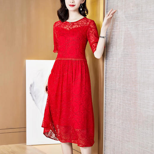 SM-8203035夏季新款婚礼宴会纯色中国风刺绣真丝连衣裙 商品图0