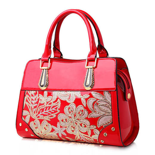 WJ-702新款时尚亮片漆皮手提包 商品图3