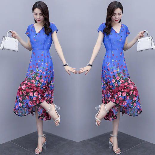 WZNH-SYG2013新款短袖中长款个性气质舒适连衣裙 商品图3