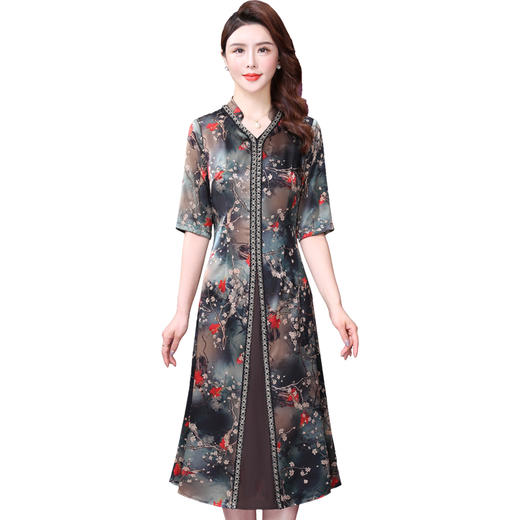 WXY-W-K9-20087新款夏季贵夫人桑蚕丝民族风连衣裙 商品图8