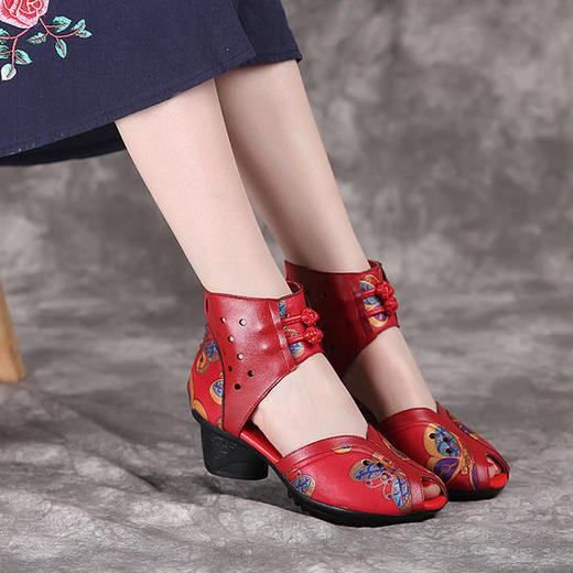 BFN-B6868新款民族风真皮鱼嘴罗马凉鞋 商品图3