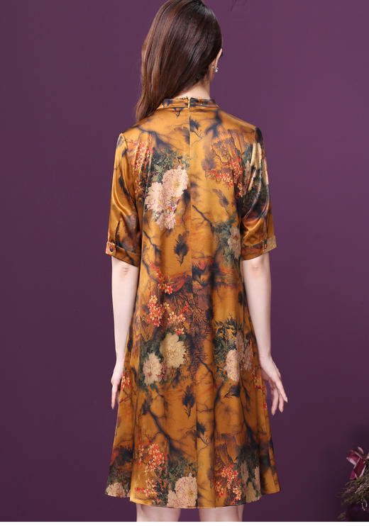 WXY-W-K9-2086真丝新款夏水滴领宽松遮腹桑蚕丝连衣裙 商品图3