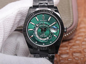 WWF劳li士，天行者SKY-DWELLER系列DIW改装款，尺寸：40MM9.5MM，原装保险折叠扣，男士腕表，绢丝表带，自动机械机芯，密底。