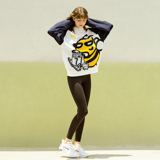 卡尔美休闲卫衣女新款圆领卡通拼色时尚圆领宽松长袖T恤 商品图3