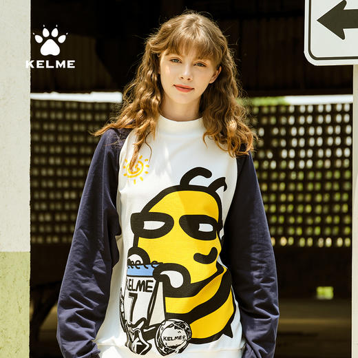 卡尔美休闲卫衣女新款圆领卡通拼色时尚圆领宽松长袖T恤 商品图0