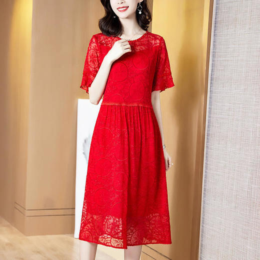 SM-8203035夏季新款婚礼宴会纯色中国风刺绣真丝连衣裙 商品图2