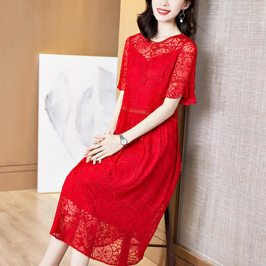 SM-8203035夏季新款婚礼宴会纯色中国风刺绣真丝连衣裙 商品图3