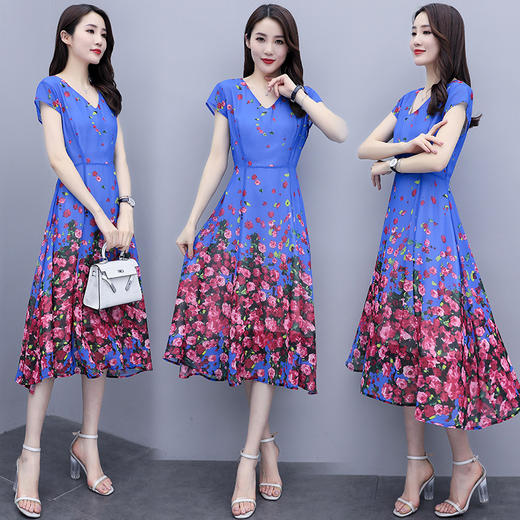 WZNH-SYG2013新款短袖中长款个性气质舒适连衣裙 商品图0