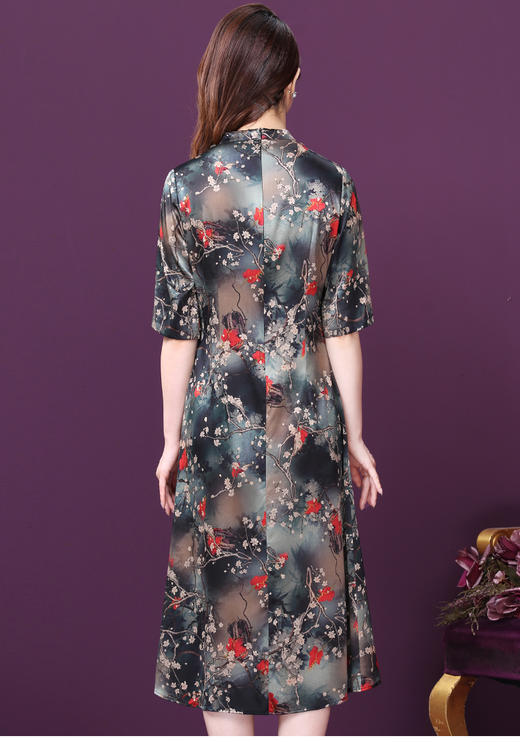 WXY-W-K9-20087新款夏季贵夫人桑蚕丝民族风连衣裙 商品图2