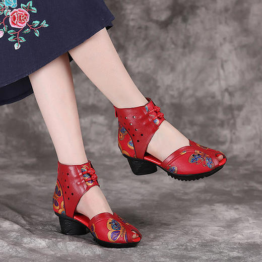 BFN-B6868新款民族风真皮鱼嘴罗马凉鞋 商品图1