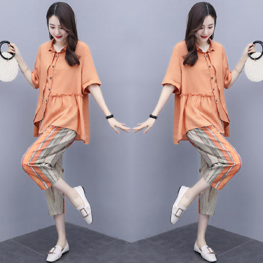 WZNH-BX1260新款个性宽松休闲洋气时尚潮流百搭减龄套装 商品图0