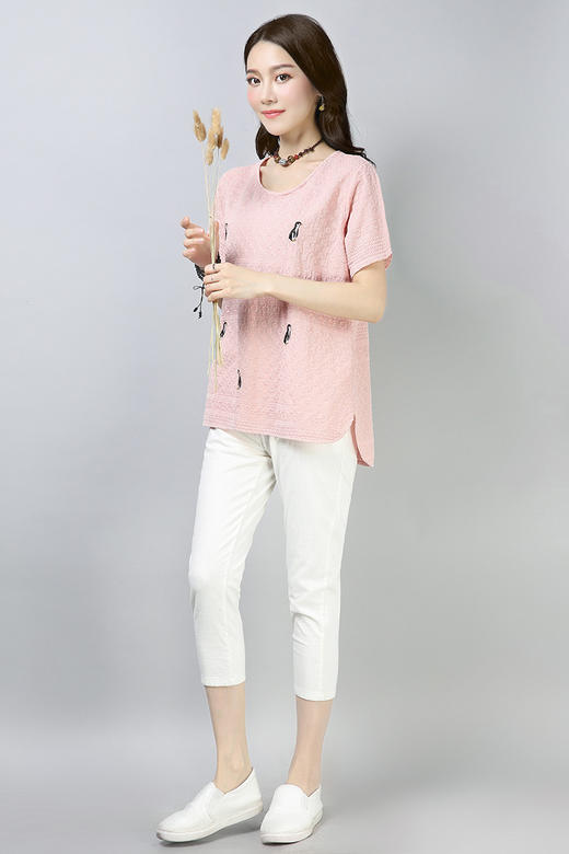 WZNH-JYJ8850-1潮流气质新品短袖圆领个性套头衬衫 商品图5