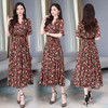 WZNH-XYFS6871（配腰带）新款印花雪纺中长款性感V领气质显瘦碎花连衣裙 商品缩略图1