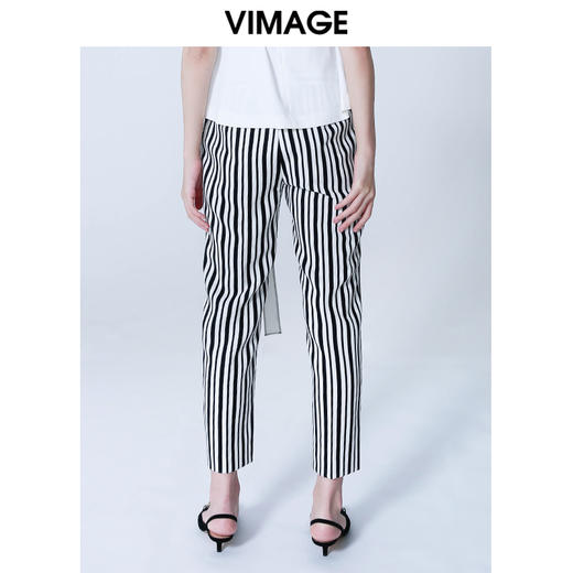 VIMAGE纬漫纪条纹九分直筒裤V505031长裤 商品图4