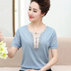 QY-7187夏装短袖宽松冰丝时尚圆领钉珠洋气小衫 商品缩略图2