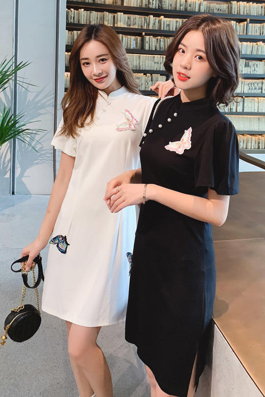 WZNH-HLGUO1922（姐妹闺蜜装）时尚改良旗袍夏款新式旗袍连衣裙 商品图5