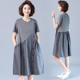 WZNH-JNYX978-1新品舒适宽松腰夏季中长款短袖气质连衣裙