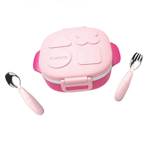 350ml | Octoto奥克兔兔分隔餐盒 儿童餐具套装分格饭盒+叉勺套装 宝宝餐盘保温不锈钢外出便携 350ml 商品图6