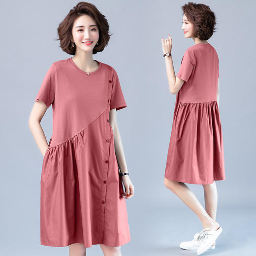 WZNH-JNYX978-1新品舒适宽松腰夏季中长款短袖气质连衣裙 商品图2