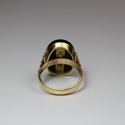 1923年欧洲古董原装珊瑚美人黑玛瑙戒指 - 洪艺宁古代珠宝工作室