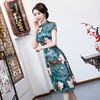QQ-9712夏季新款荷花真丝旗袍裙 商品缩略图1