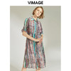 VIMAGE纬漫纪夏季优雅条纹显瘦连衣裙V1107772 商品缩略图2