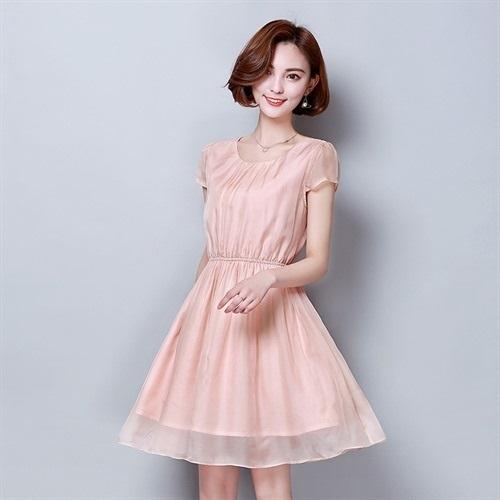 WZNH-XLGD1718夏季新款气质短袖修身显瘦优雅纯色连衣裙 商品图3