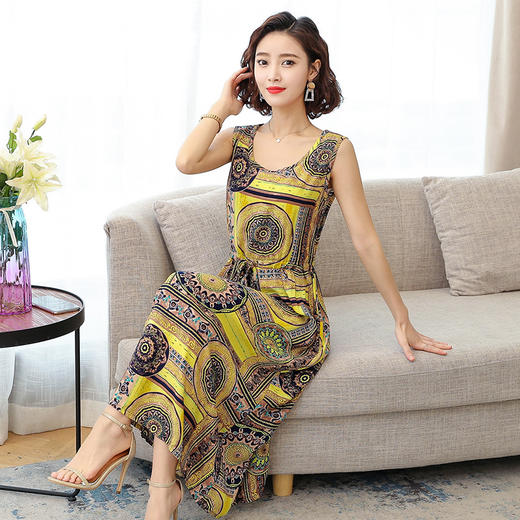 MQ-3324-Q204夏新款中长款短袖印花棉绸连衣裙YY 商品图4